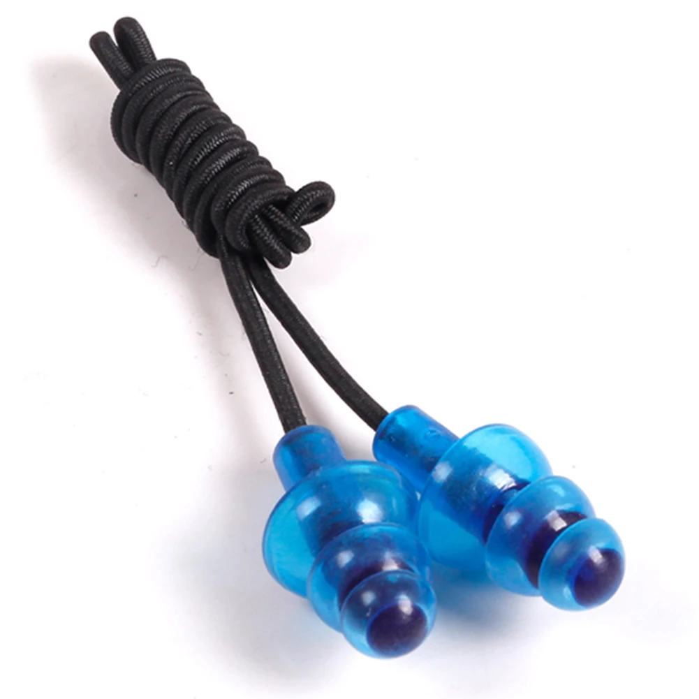

Blue Red Elastic Rubber String Clear Silicone Swim Ear Plugs With Storage Case