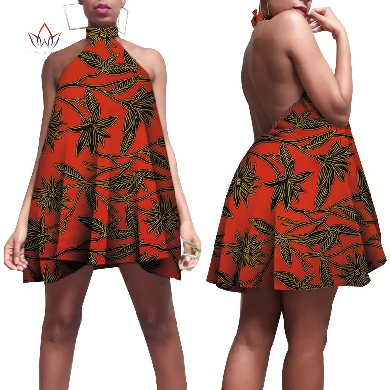 Африканские платья для женщин Dashiki Femme платье Базен Riche Анкара принцесса печати Хлопок Короткое платье бренд мода WY5127