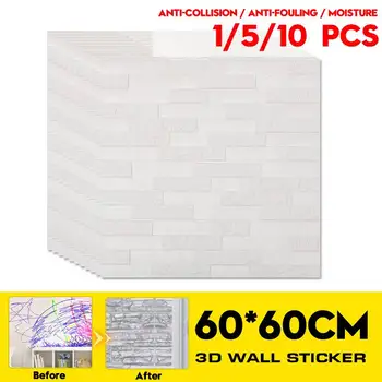 

10Pc 3D Wall Stickers Imitation Brick Bedroom Decor Waterproof Self-adhesive Wallpaper For Living Room Kitchen TV Backdrop Decor