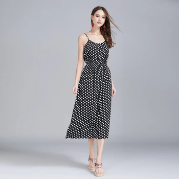 

2020 new ladies suspender dress print word collar seaside holiday beach skirt Aliex sexy backless strap dress women