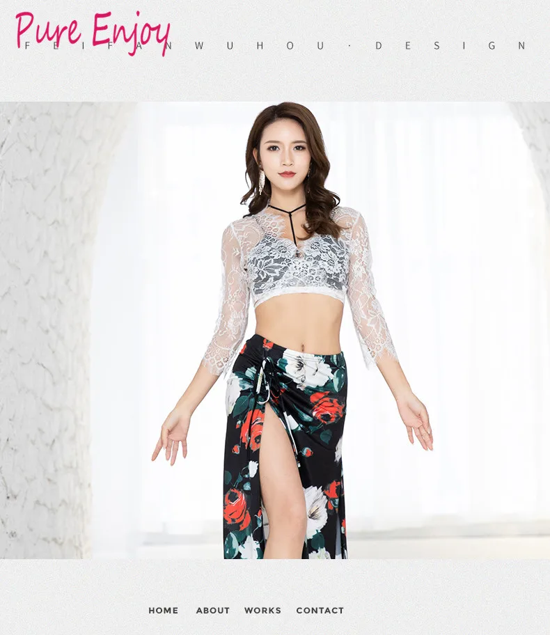 Кружева Bellydance Костюм Горячей Продажи Женщины Женщина Танец Живота Костюмы Топ и юбка Перфессиональная Одежда