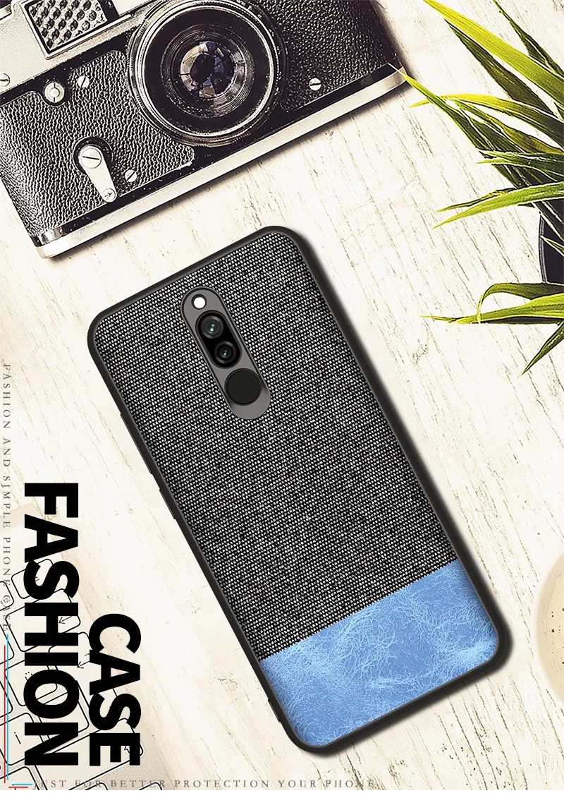 Для Xiao mi redmi 8 чехол силиконовый тканевый противоударный чехол для Xiao mi redmi 8A note 8 cc9 pro mi 9 Capas чехол - Цвет: black with blue