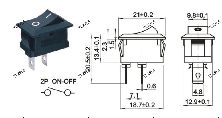 tipo interruptor 6a 250v 10a 125v 15x21
