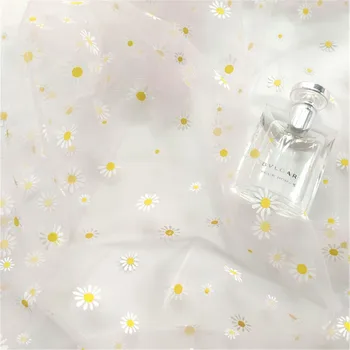 

3Meters daisy embroidered printed tulle soft mesh fabric girls clothes women dress material diy wedding party sewing supplies