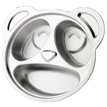 

Retail Stainless Steel 3 Grid Plate Fast Food Plate Kindergarten School Dining Room Plate Children Tableware Baby Plate