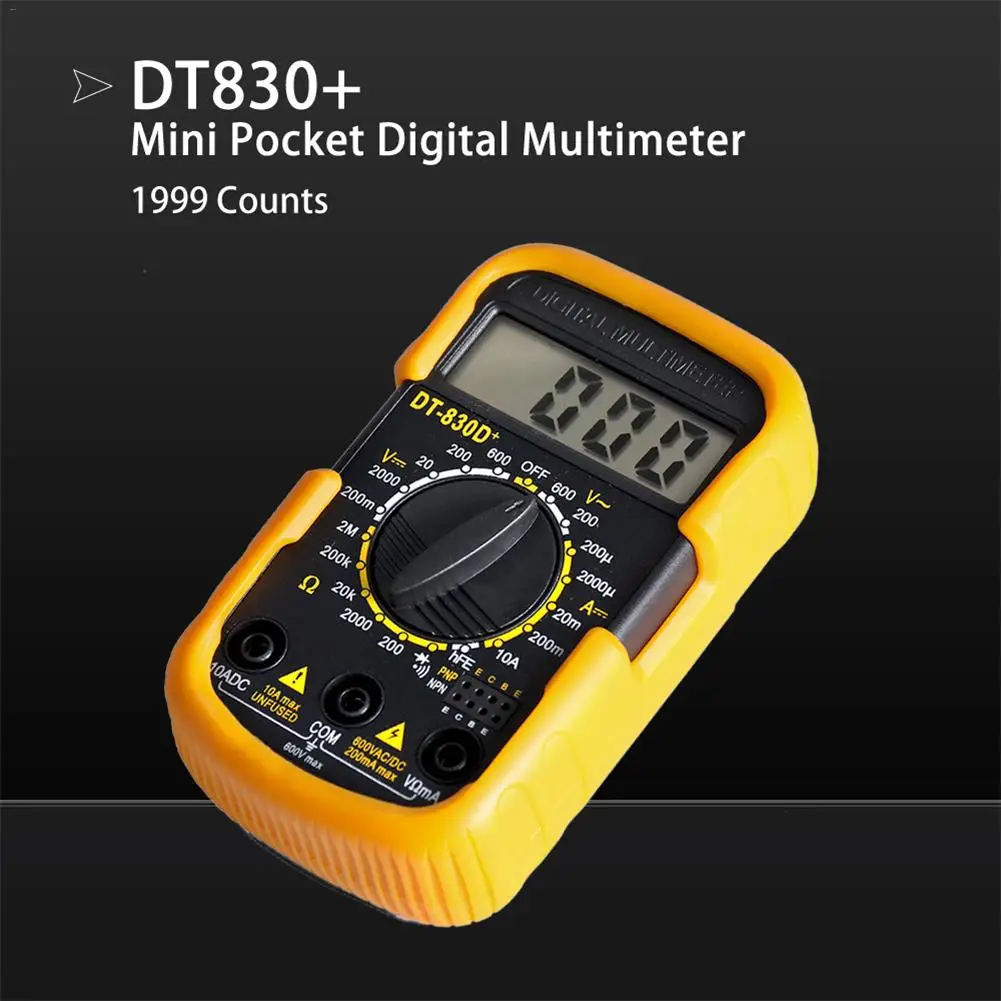 DT830D мини карманный цифровой мультиметр 1999 отсчетов AC/DC Вольт Ампер мультиметр HFE тестер непрерывности Амперметр Вольтметр