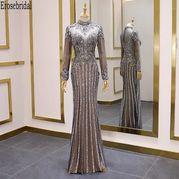 

Erosebridal Long Sleeve Evening Dress 2020 Trend Luxury Beads Mermaid Prom Dress Long Formal Dress Evening Gown Zipper Back