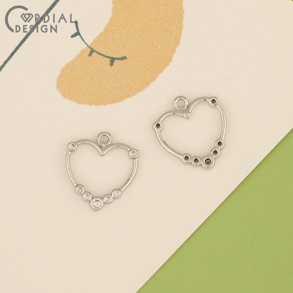 Cordial Design 100Pcs 14*14MM Jewelry Accessories/Hand Made/Earrings Pendant/Heart Shape/Jewelry Findings Components/DIY Making - cordial