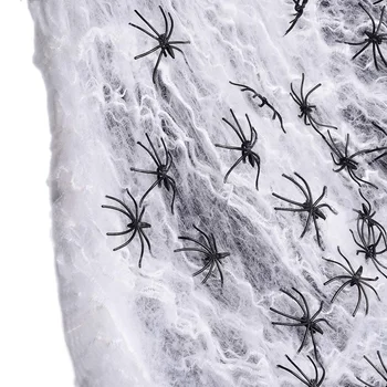 

Halloween Spider Web Decorations with 60 Plastic Fake Spider Party Supplies Scene Props Indoor Outdoor Decorations