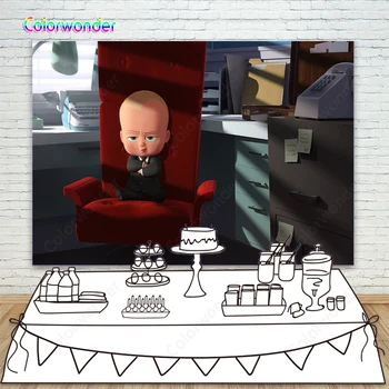 

Baby boss office Photography Backdrop newborn birthday party Photo Background Party Backdrop