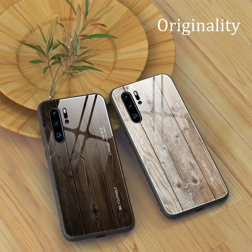 waterproof case for huawei Luxury Unique Wood Tempered glass Case For Huawei P20 P30 P40 Lite Mate 30 Pro Honor 10i 20 P Smart Plus 2019 Mobile Phone Cover silicone case for huawei phone