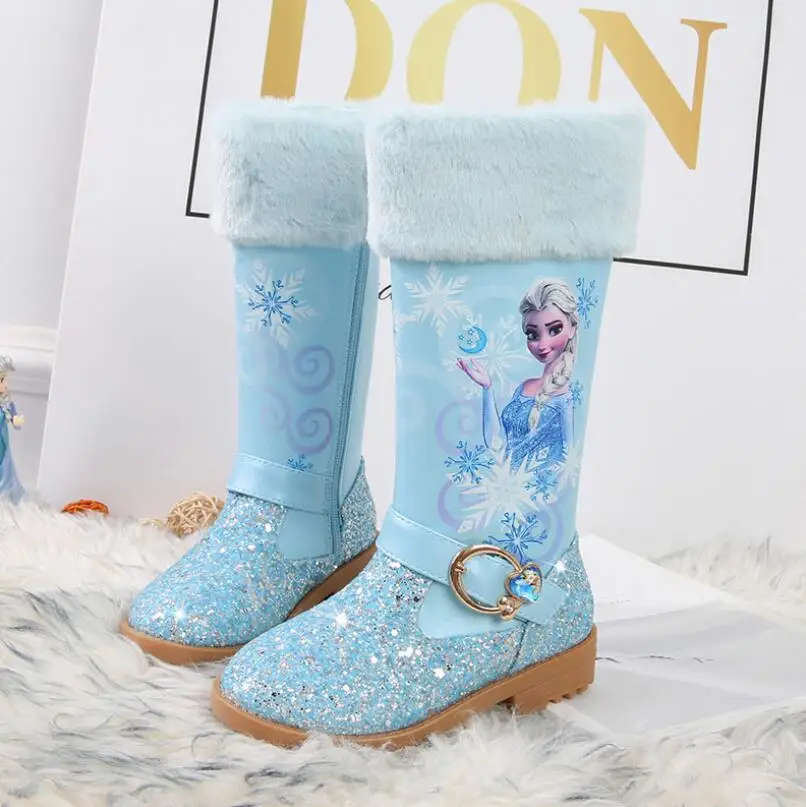 Girls Elsa Leather Boots Shoes For 