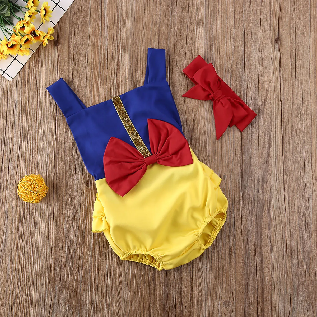 baby bodysuit dress Snow White Baby Girl 0-24M Bow Clothes Romper Tops Fancy Dress Shorts Party Outfits Baby Bodysuits medium