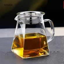 Jarra de té resistente al calor, tetera de vidrio de borosilicato con colador, juego de té chino, accesorio Chahai divisor, jarra de jugo de leche y café