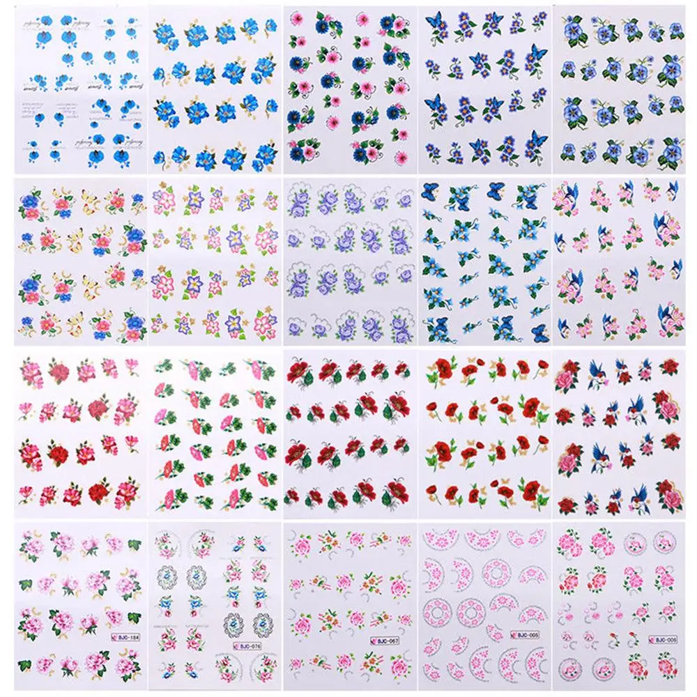 New nail art decorative nail watermark stickers 55 flowers and nature BJC series 55pcs / set Nail tools DIY nails Nail shop Hous