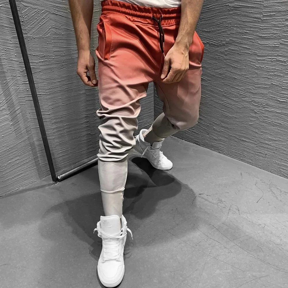 

Crazy Men's Trousers Autumn and Winter New 3D Gradient Slimming Sports Fitness Training Basketball Stretch Foot Pants