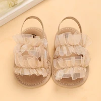 Fashion Young Children New Born Baby  Girl Princess Shoes  Lace Toddler Summer Sandal Non-Slip Shoes First Step Car 0-18M 3