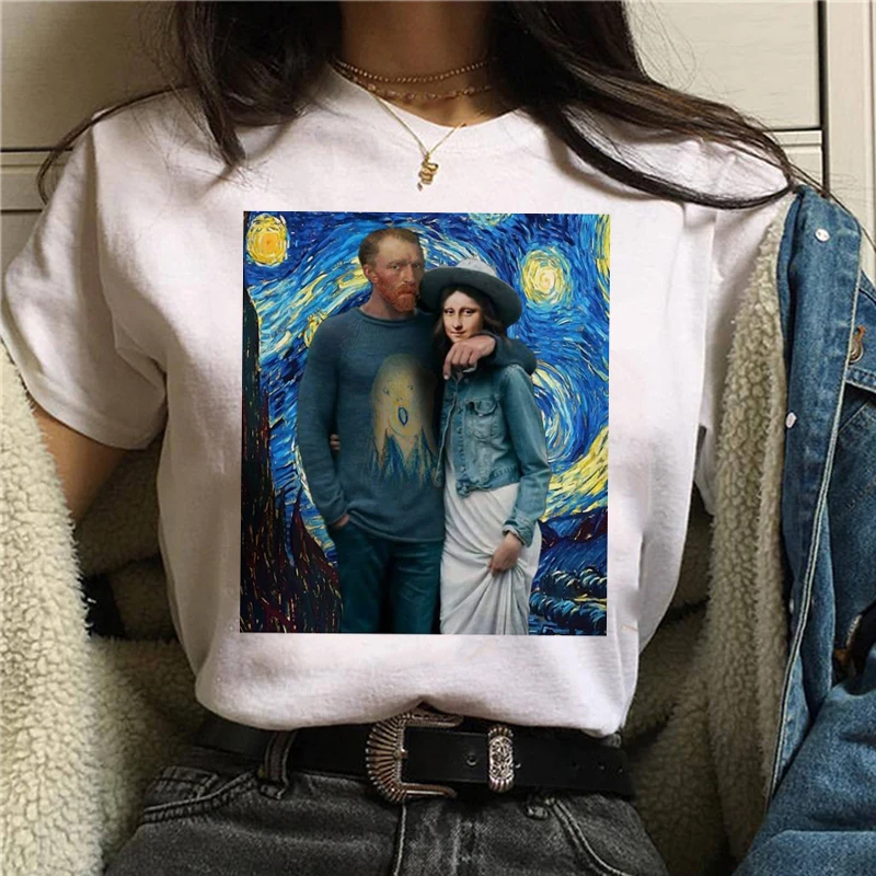 Mona Lisa/Забавные футболки в стиле Харадзюку для женщин, Винтажная футболка в стиле гранж, эстетическая футболка в Корейском стиле, футболка с героями мультфильмов, 90 s, женские футболки