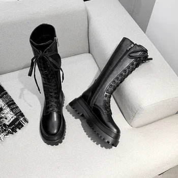 

sponge thick bottom Martin boots female British wind handsome tube fashion boots breathable knight boots for women