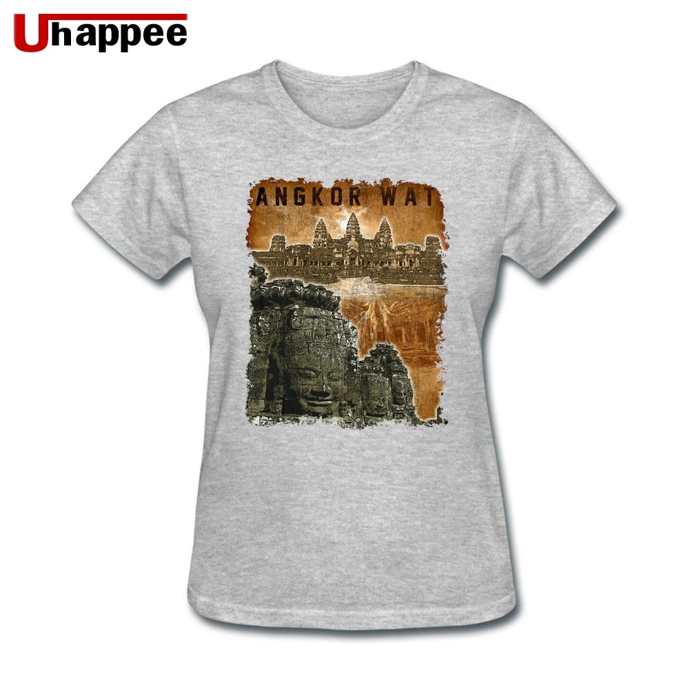 Angkor Wat футболки Женская мода короткий рукав o-образным вырезом Футболка женская