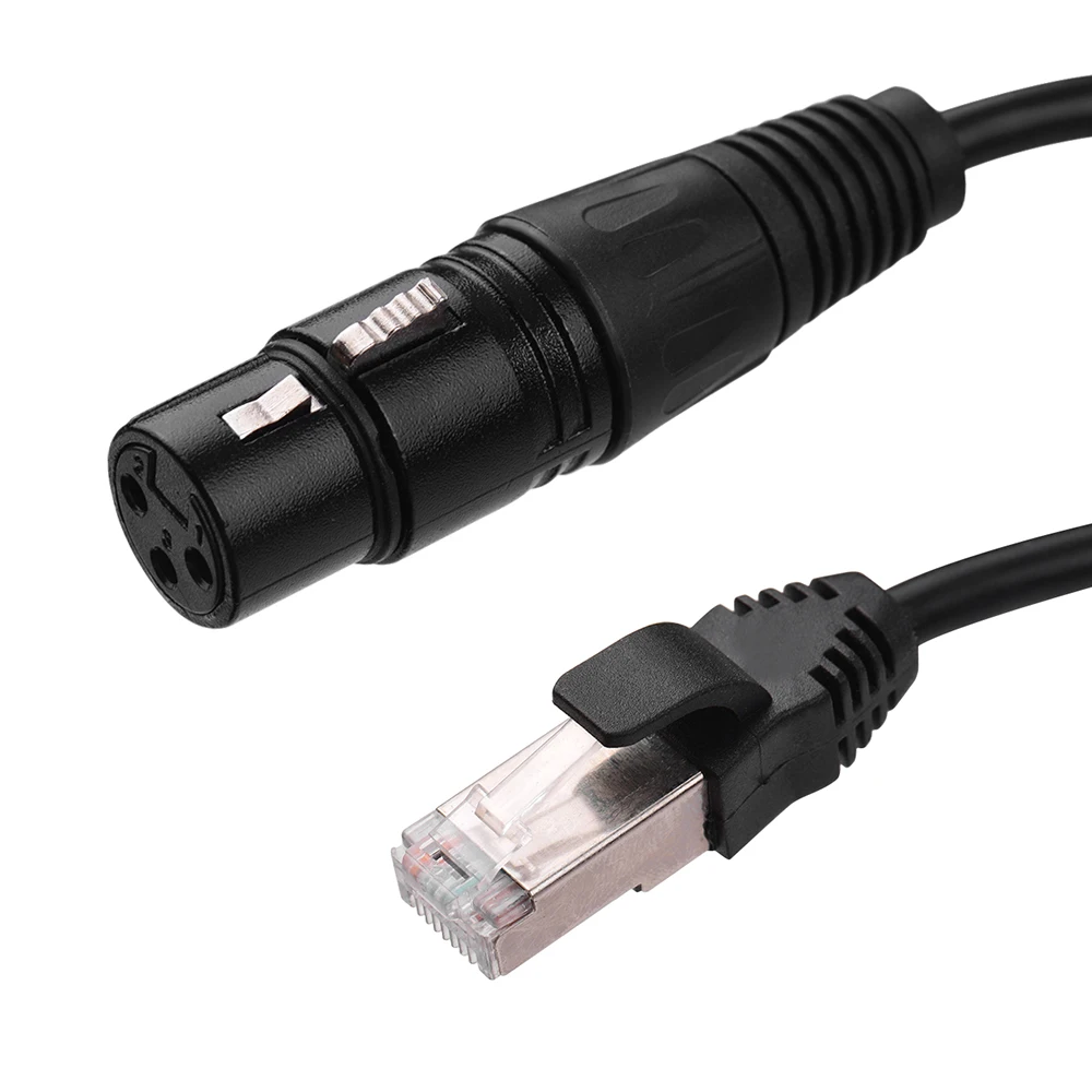RJ45 мужской сетевой разъем для 3-Pin Mini XLR Женский удлинитель DMX512 кабель для сцен и студий кабели провода серебро/черный Цвета