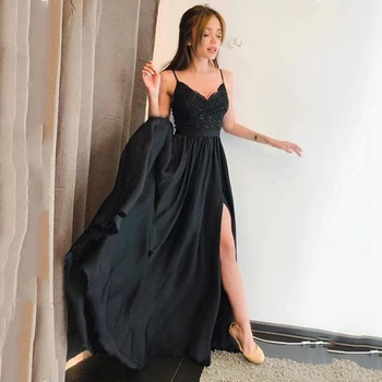 

Smileven Sexy Black Formal Evening Dress Side Split Train Prom Dress Women Long Evening Party Gown Custom Made