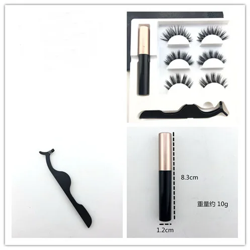 

3 Pairs Magnetic Eyelashs set Magnet Liquid Eyeliner& Magnetic Lashes & Tweezer Set Waterproof Long Lasting Eyelash Extension