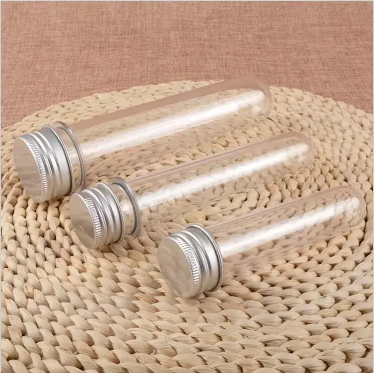 3pcs 30ml 40ml 60ml 80ml 100ml Plastic Clear Test Tubes With Screw Caps Candy Cosmetic Travel Lotion Containers Jars