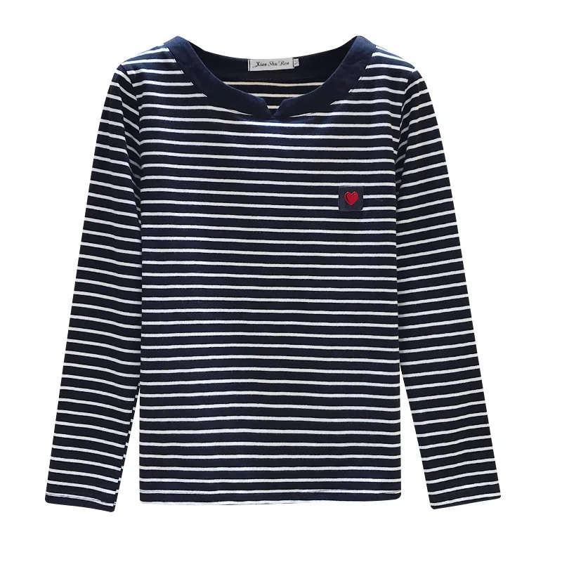 2022 Women Striped T Shirts Long Sleeve 95% Cotton Tops Casual Women Autumn T Shirts Tops Women TopsPull Femme524_voghion.com