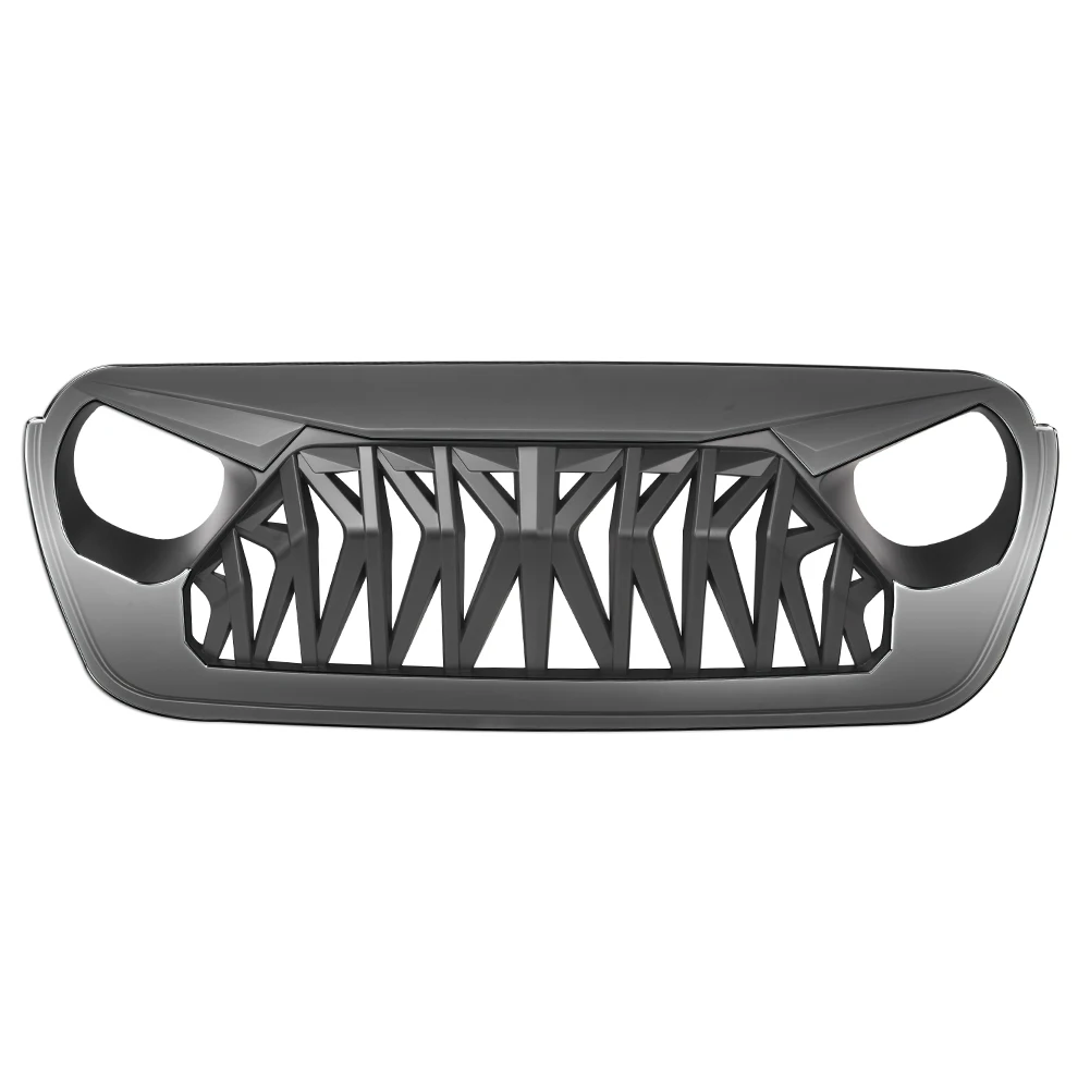 

Shark Style Car Front Grille Mesh Grill For Jeep Wrangler JL 2018 2019 & Gladiator JT Truck 2020 Glossy Black ABS Plastic