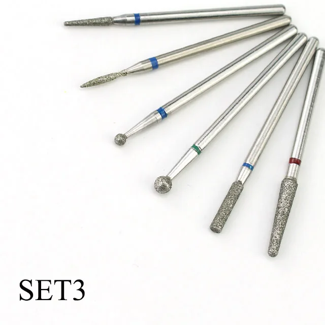 6 шт. набор алмазных сверл для ногтей, фреза для маникюра, пилочки для ногтей, аксессуары для электрического станка, инструменты для педикюра - Цвет: SET3