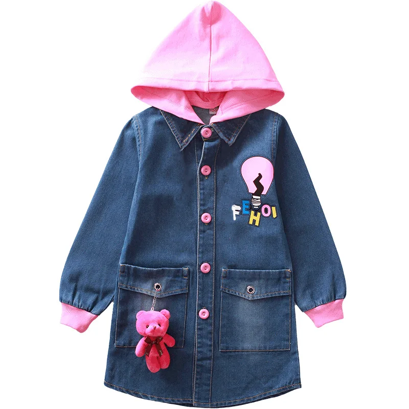 Girl autumn jacket Teen coat Girls long casual coat Creative cowboy oddler girl coat infant clothes Kids Windbreaker 10 13 14 Y