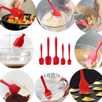 

5pcs/set Baking Tray Silicone Scraper Kit Heat Resistant Scraper Baking scraper set For Cooking Kichen Tool Supply