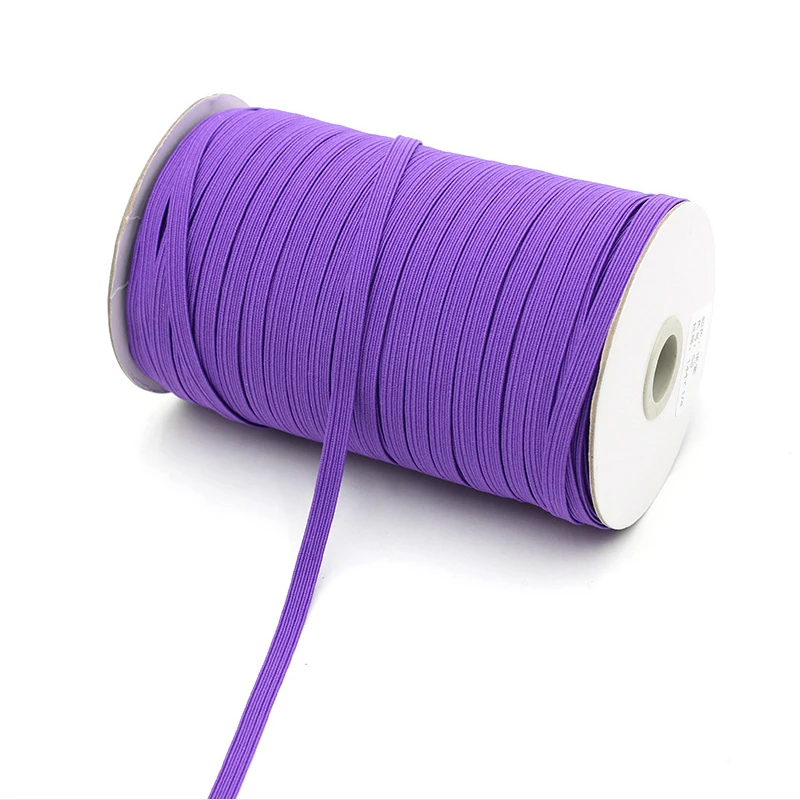 19 Dark purple 100Y 6 мм красочные плоские эластичные ленты высокая эластичная канатная Резиновая лента спандекс лента швейная отделка пояс-ремень аксессуары для одежды - Цвет: 19 Dark purple