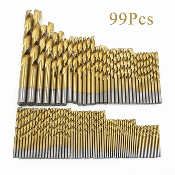 

99PCS 1.5mm-10mm HSS Twist Drill Bit Set Titanium Coated for Metal, Steel, Wood, Plastic, Copper, Aluminum Alloy