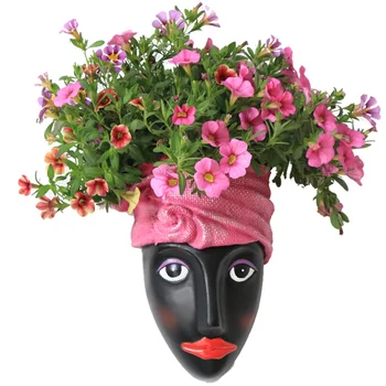 

Human Face Creative Flower Pot Decorative Wall Hanging Plant Pot with Imitation Plants Planters for Succulents Hanging Planter