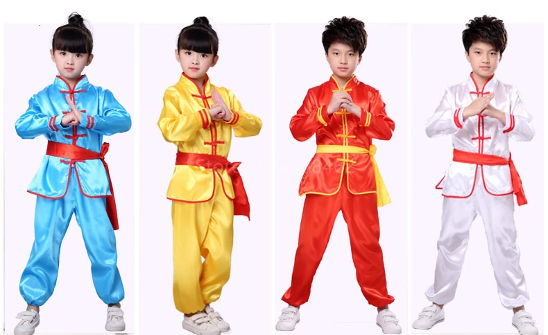Дети 100-170 см Китайская традиционная Униформа кунг-фу короткие и полные Тай Чи у Шу Костюмы Детская сценическая одежда