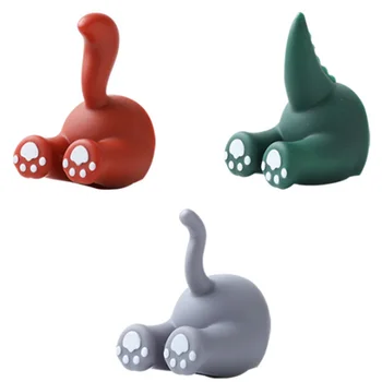 

Cute Animal Tail Wall Hook Punch-Free Keychain Coat Rack Storage Rack Bathroom Rack 3 Pack