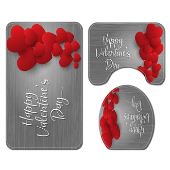 

3 Piece Romantic Bathroom Bath Mat Contour Rug Set Soft Toilet Lid Cover