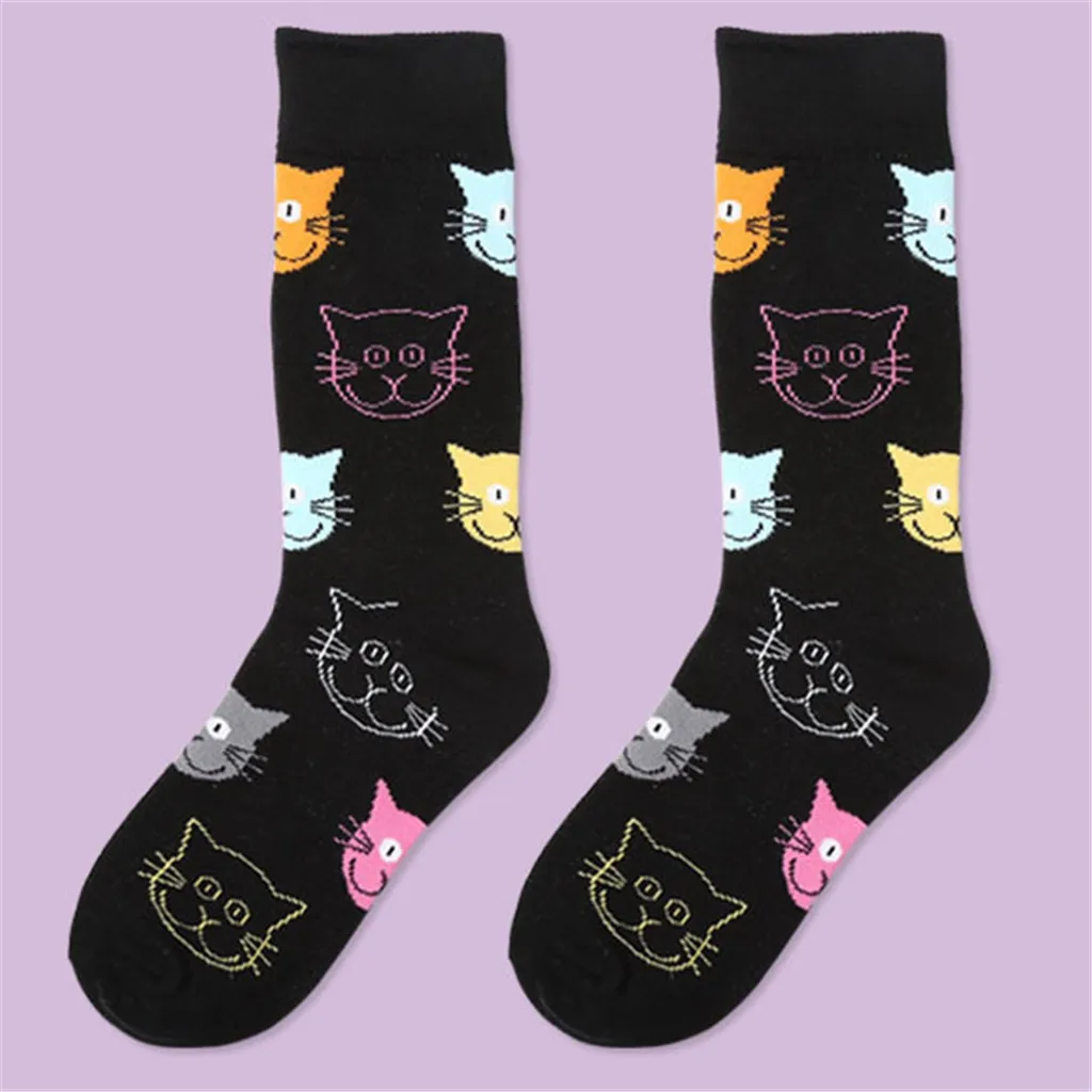 Забавные дышащие хлопковые носки с котом для женщин; сезон весна-лето; повседневные милые носки с 3D принтом; женские удобные длинные носки без пятки для дома; Chaussette