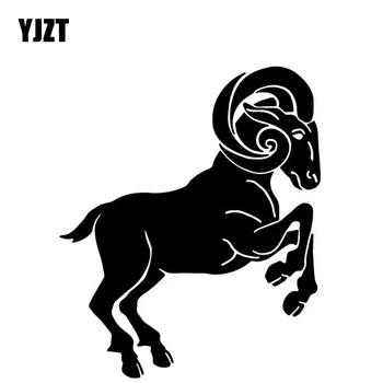 

YJZT 13.1CM*15.6CM Goat Fashion Pattern Vinyl Decal Car Door Decor Car Sticker Black/Silver C4-2932