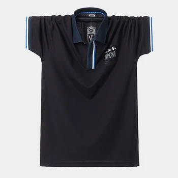 

SHABIQI Men's Solid Color Cotton Turn-down Collar Polo Shirt Menswear Casual Tops Plus Size 6XL