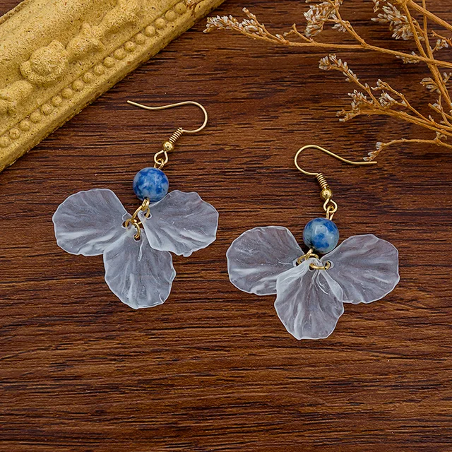Exknl Multicolored Fashion Resin Flower Long Drop Earrings 2022 Designs Bohemia Handmade Petal Dangle Earrings For Women Gift 1535-2