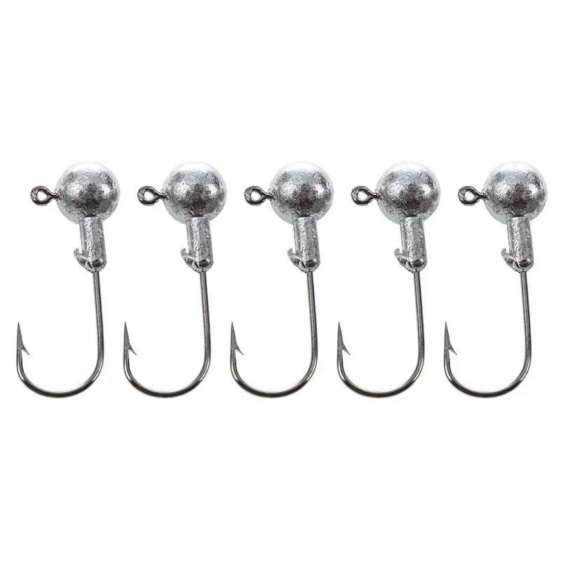 ABUO-5Pcs Крючки Металлические свинцовые Головки Джиг Рыболовные Приманки головки Твердые части - Цвет: Silver