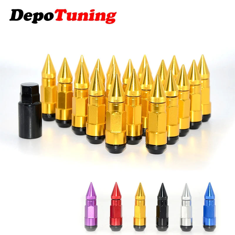 DepoTuning Стайлинг колесные гайки M12X1.5 20 шт. гоночная композитная гайка Противоугонная стальная Блокировка колесная гайка болт с шипами
