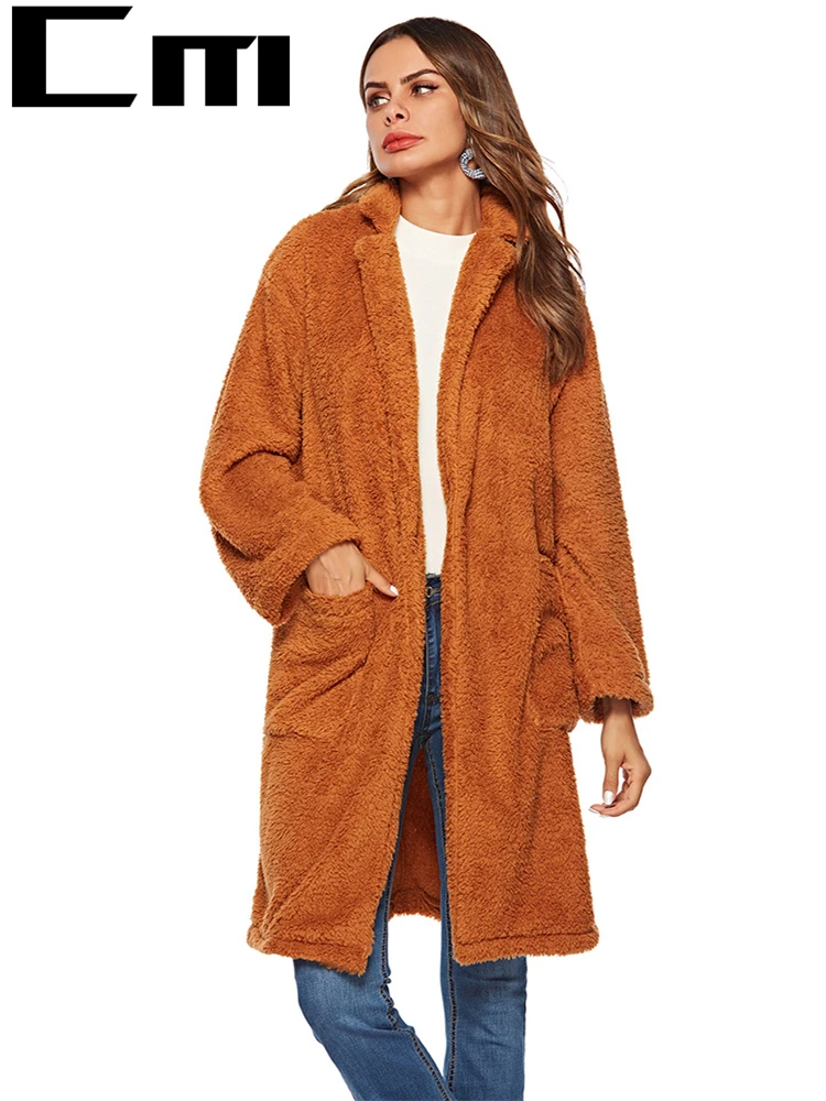 

2020 Autumn Winter Long Fur Coat Woman Faux Fur Coat Women Warm Lady Fur Teddy Jacket Female Plush Teddy Coat Plus Size Outwear