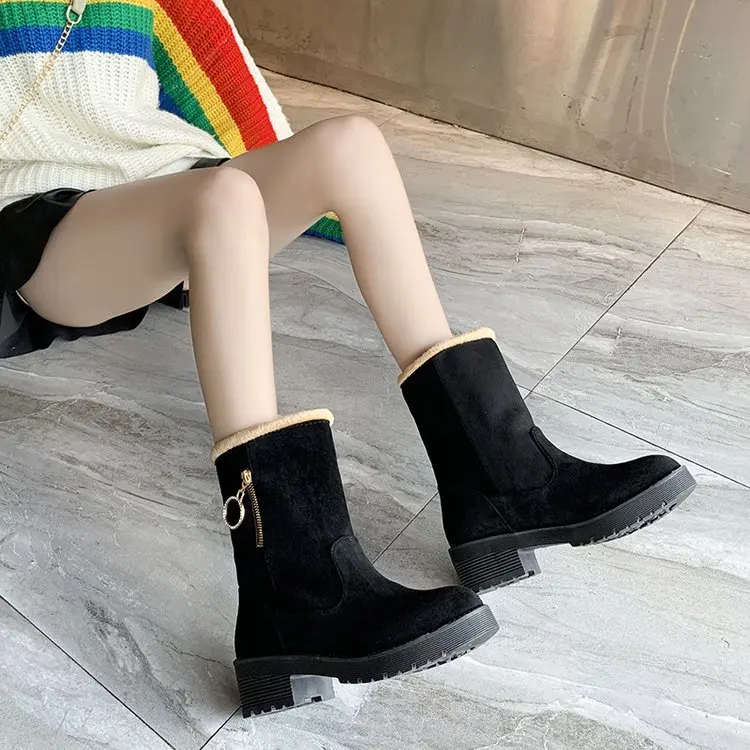 

2019 Autumn And Winter New Style Warm Women's Leather Boot Chunky-Heel Online Celebrity Martin Boots Women's British-Style Short