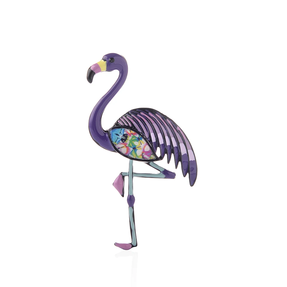 Cring Coco животное Фламинго Лебедь брошь булавки для женщин одежда Фиолетовый Эмаль сплав мультфильм Броши с птицами брошь ювелирные изделия - Окраска металла: color 2