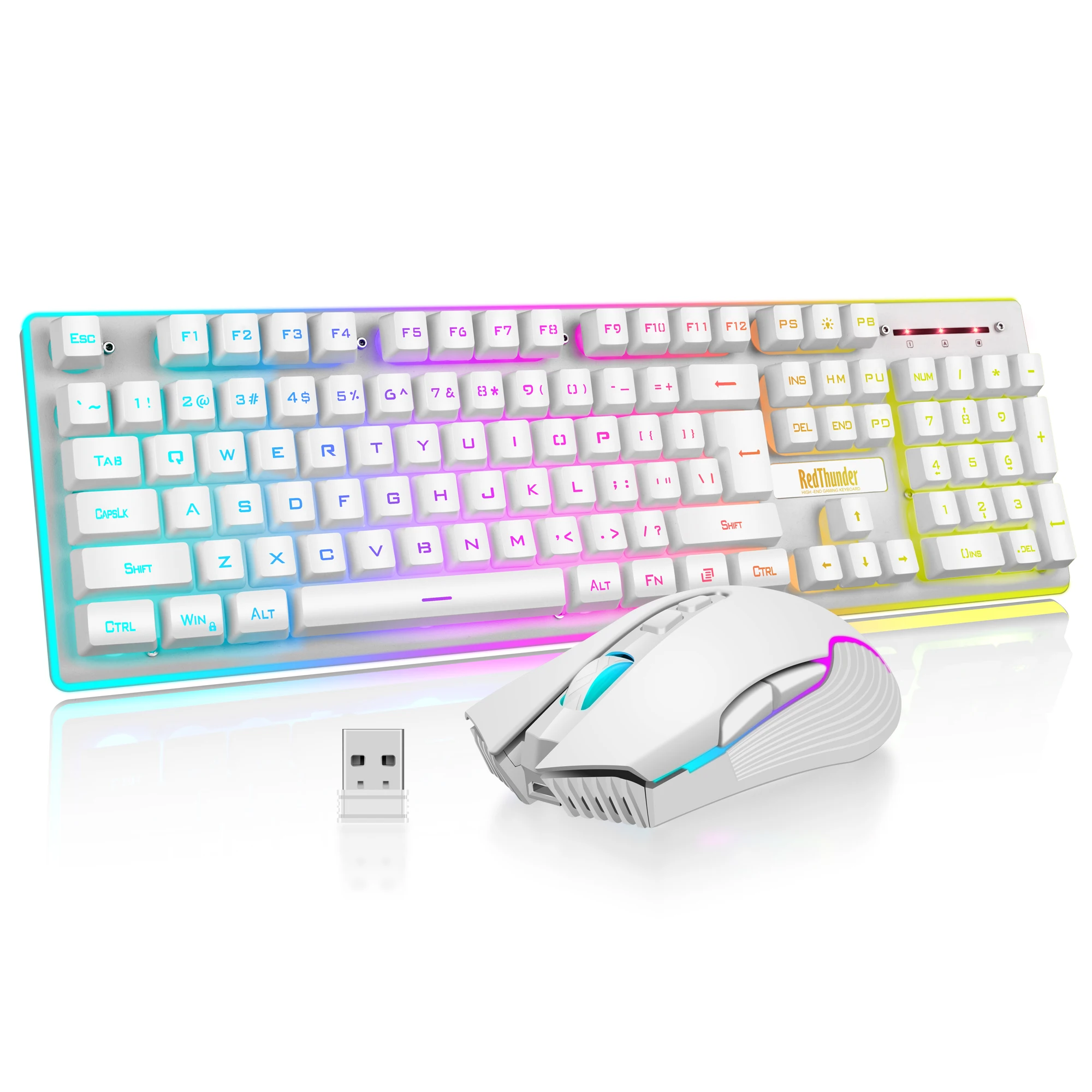 RedThunder K10 Wireless Gaming Tastatur und Maus Combo, LED Backlit Wiederaufladbare 3800mAh