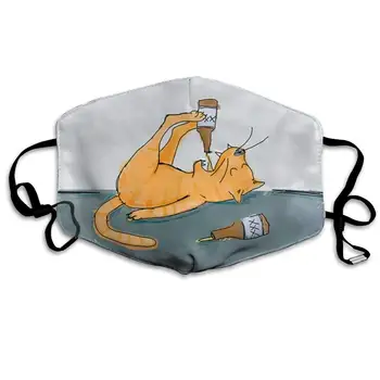 

Mouth Mask Drunk Cat Print Masks - Breathable Adjustable Windproof Mouth-Muffle, Camping Running for Women and Men